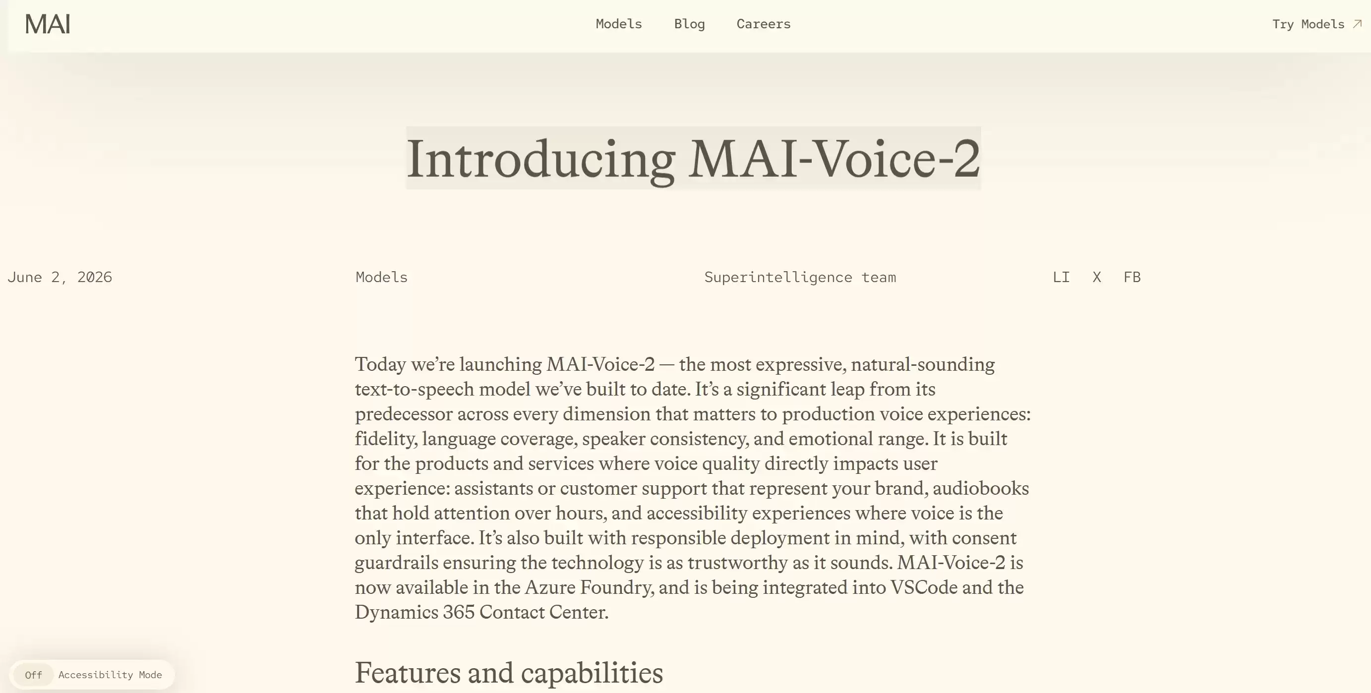 MAI-Voice-2 – Microsoft AI推出的多语言文本转语音与语音克隆模型