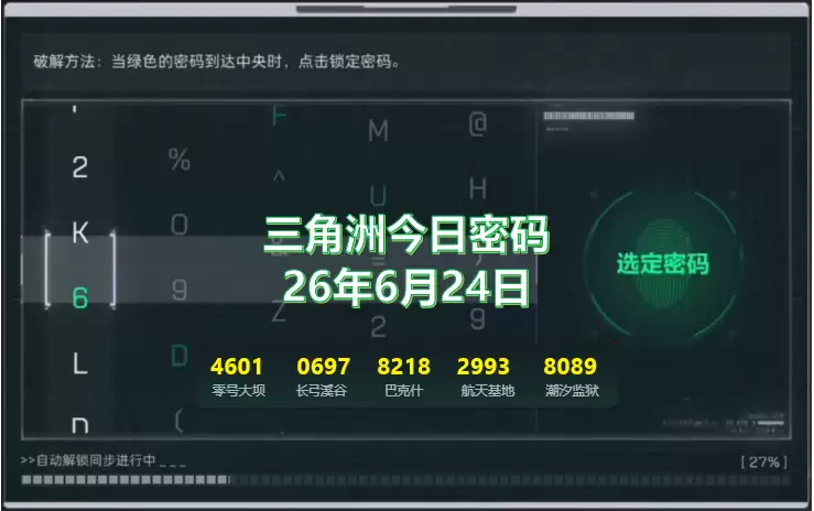 2026年6月24日三角洲每日密码和今日特勤处制造最高收益物品一览