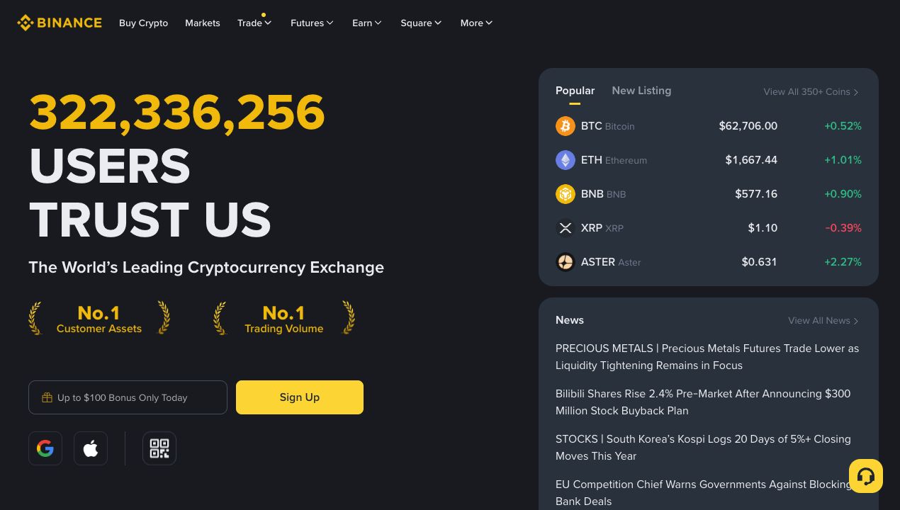 币安官网首页登录入口截图