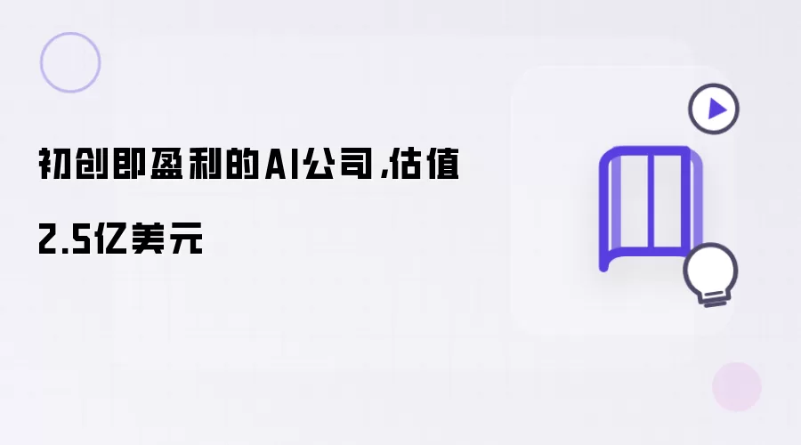 初创即盈利的AI公司：估值2.5亿美元