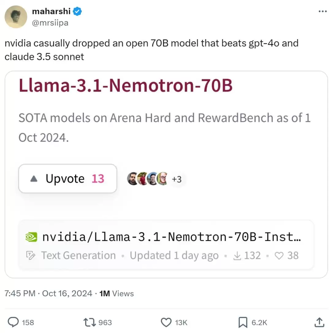 英伟达开源最新大模型Nemotron 70B后：只有OpenAI o1一个对手了