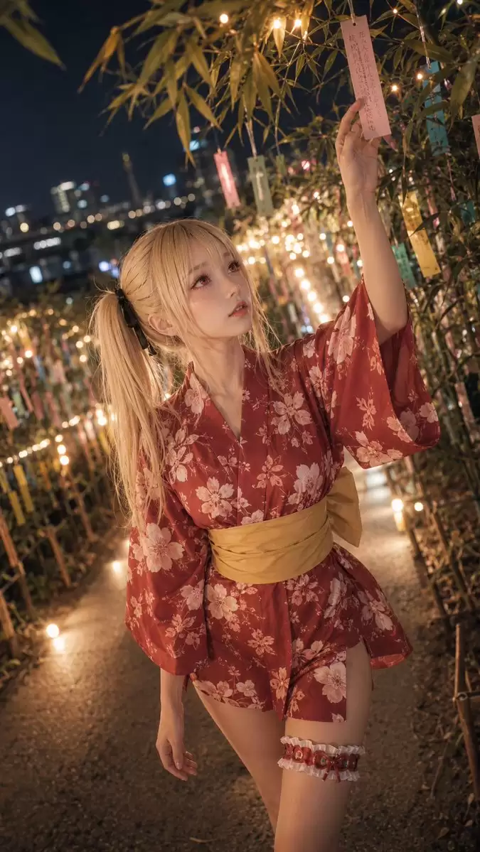 七夕浴衣少女写真