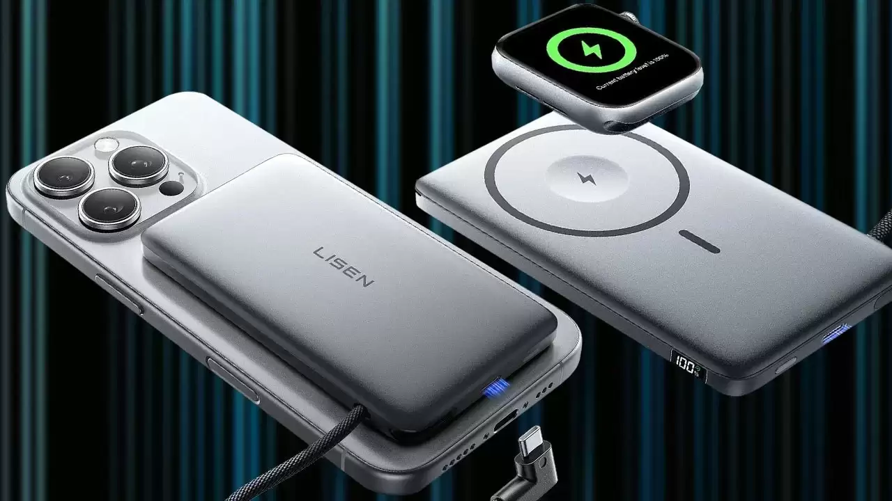 23美元的Lisen 10000mAh MagSafe充电宝：可同时为iPhone和Apple Watch充电