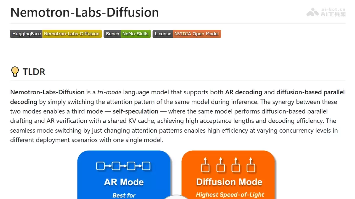 英伟达开源的三模式语言模型 - Nemotron-Labs-Diffusion