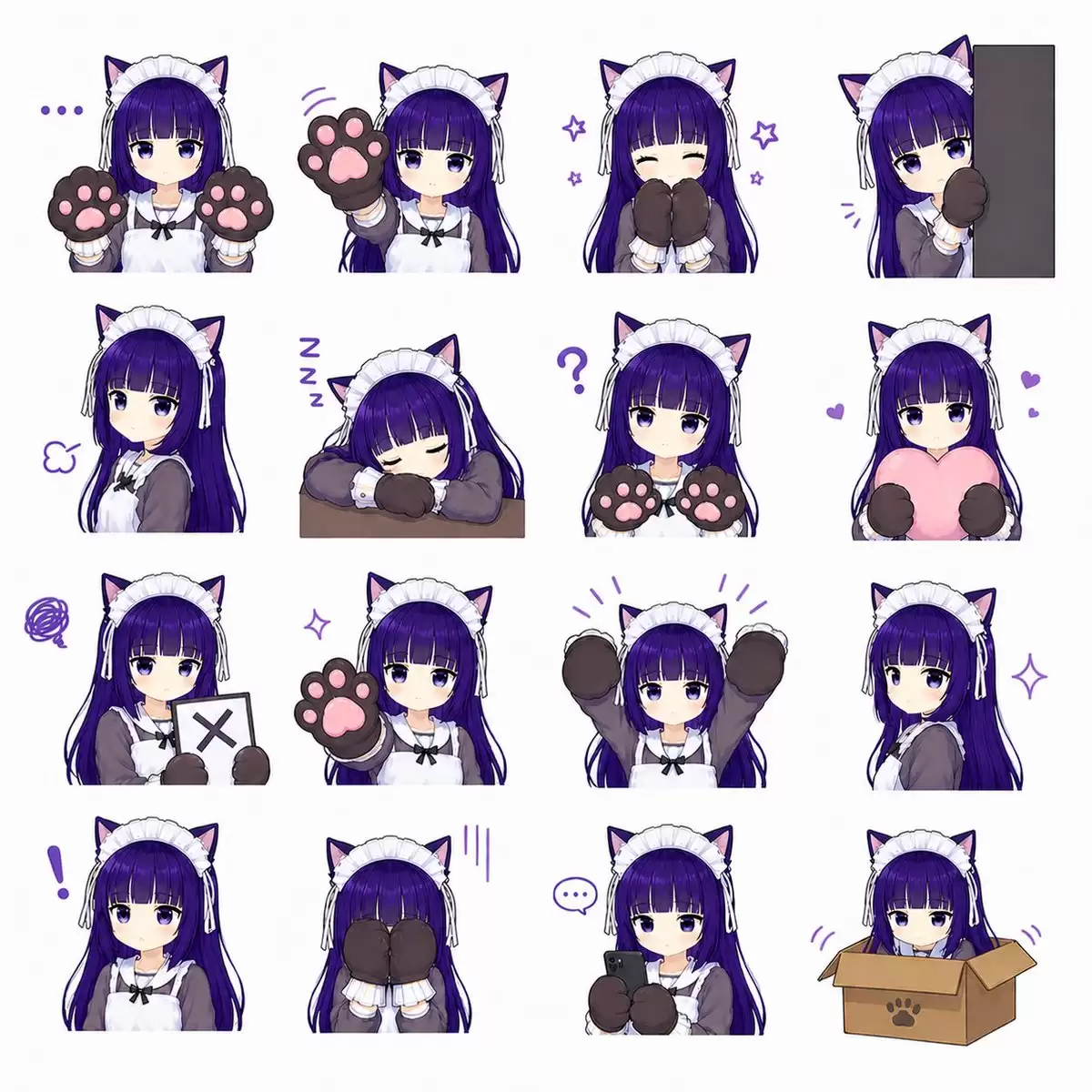 猫耳女仆贴纸表情包合集