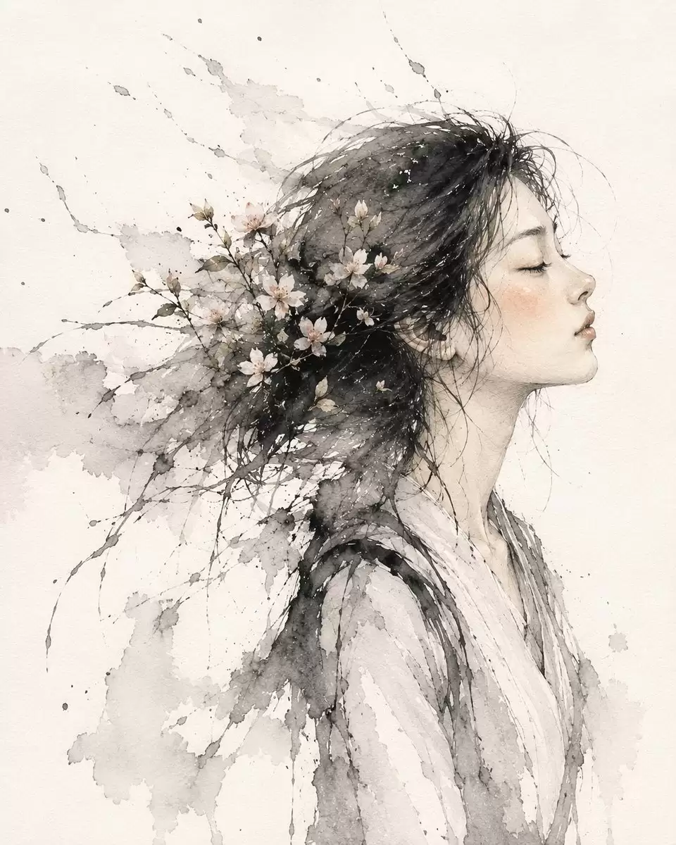 水墨樱花颜