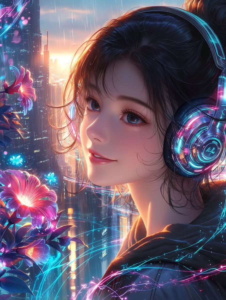 永恒之花：赛博朋克肖像