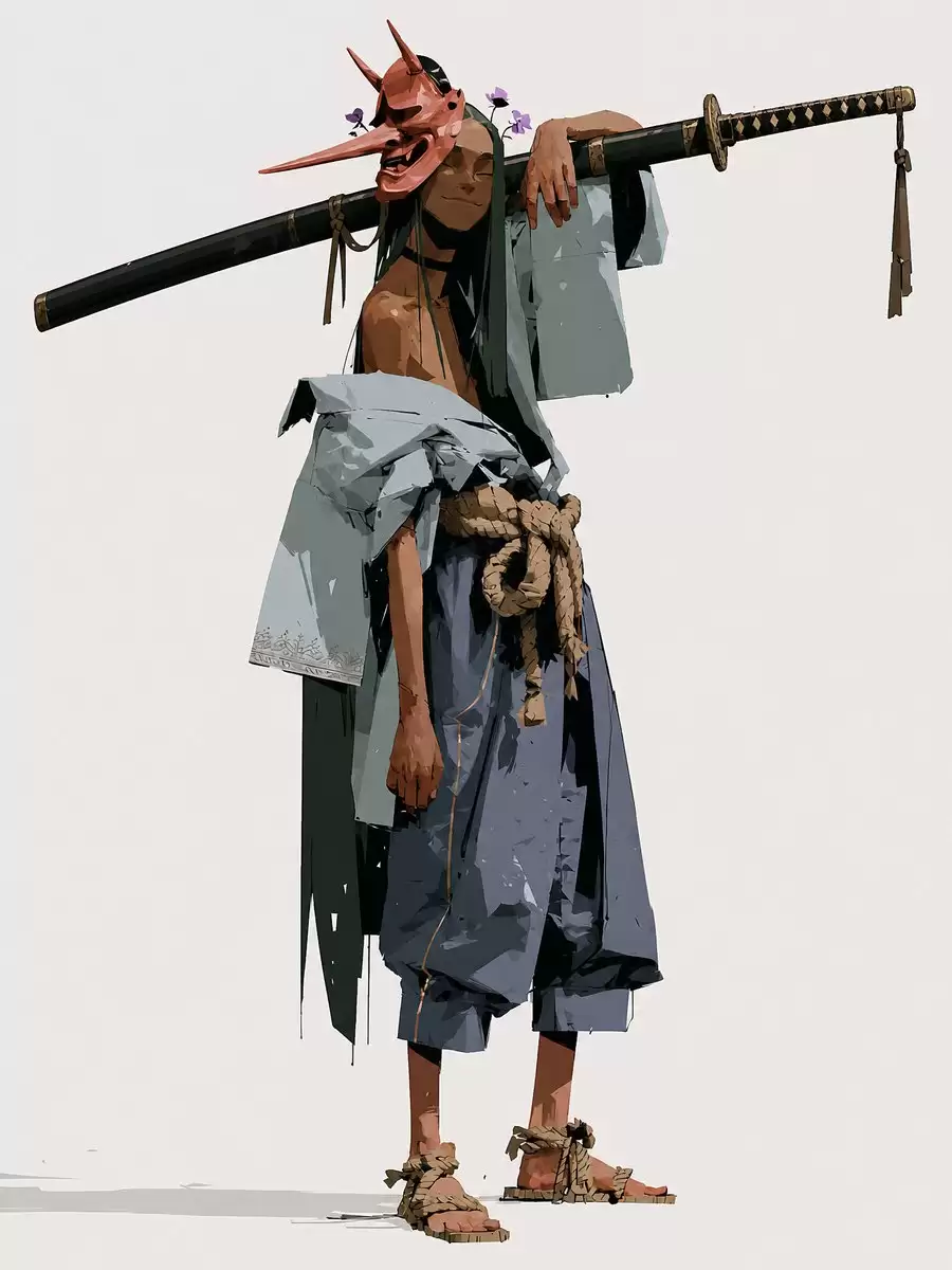 天狗武士快乐概念艺术
