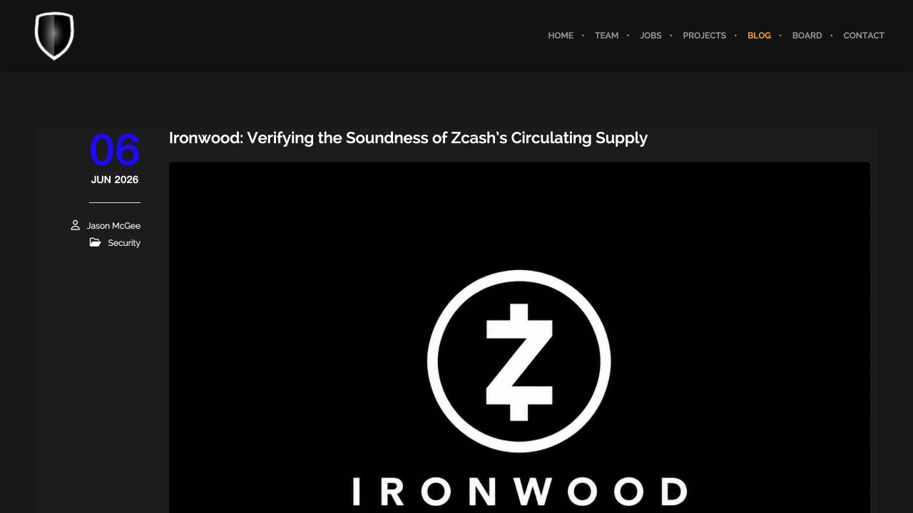 Ironwood验证Zcash流通供应的后续方案