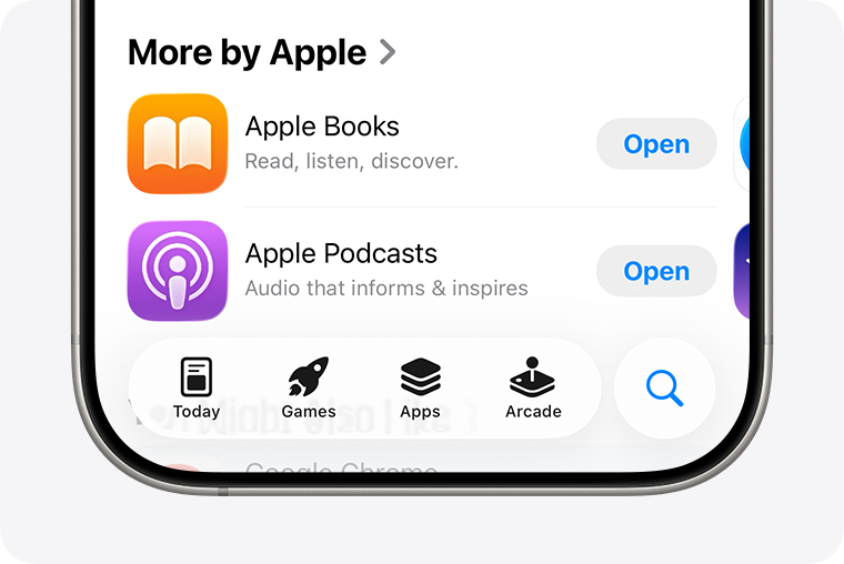 Apple 官方 iPhone 截图中的 App Store Search 入口