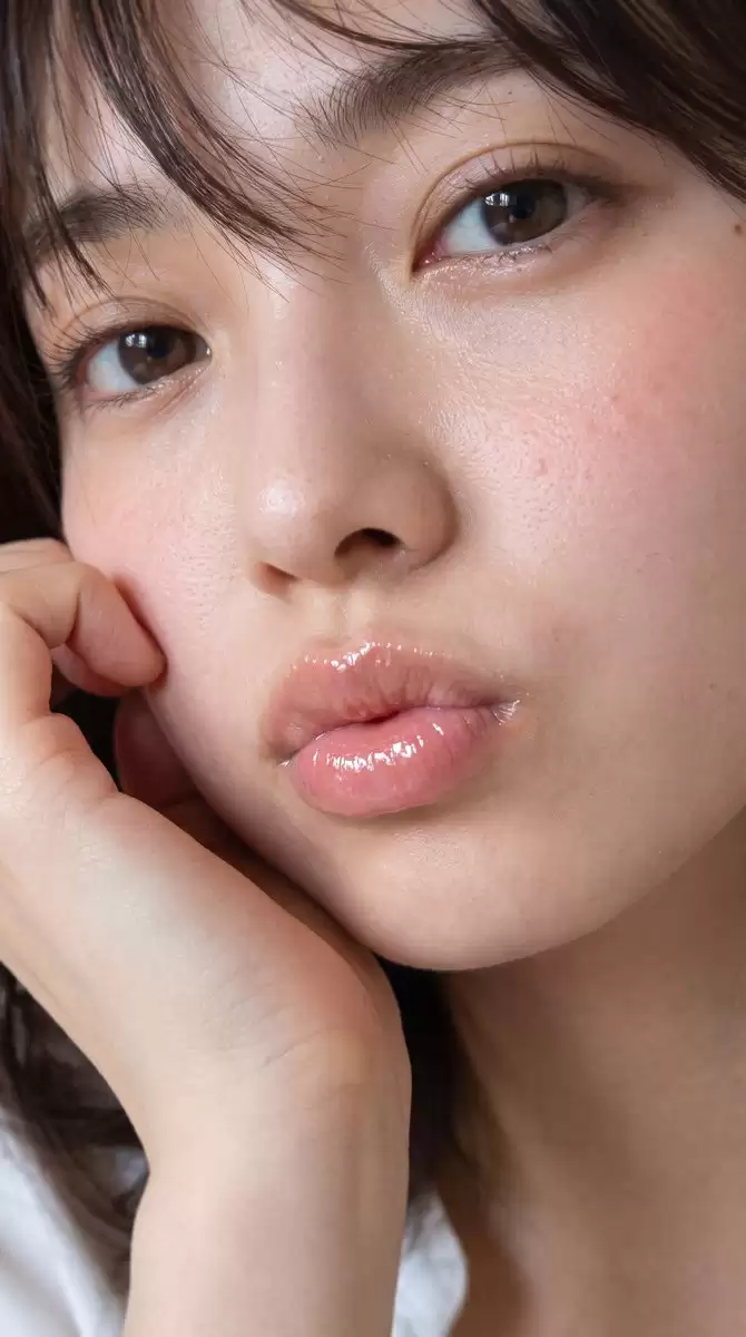 双唇水润美妆特写