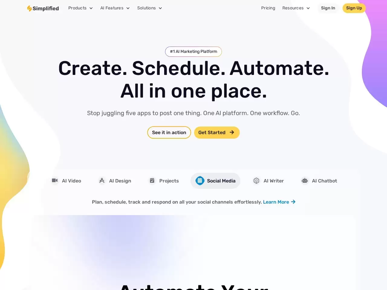 simplified ai-simplified:全能型ai工具:ai文案写作:视频编辑:社交媒体管理:平面设计等