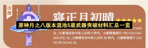原神月之八版本混池5星武器突破素材汇总一览