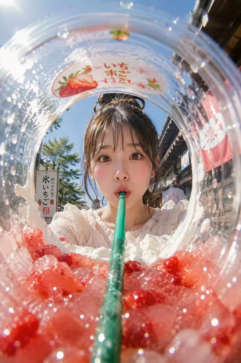 鱼眼镜头中的夏日甜点视角