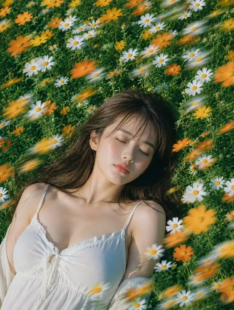 盛夏花海中的小憩