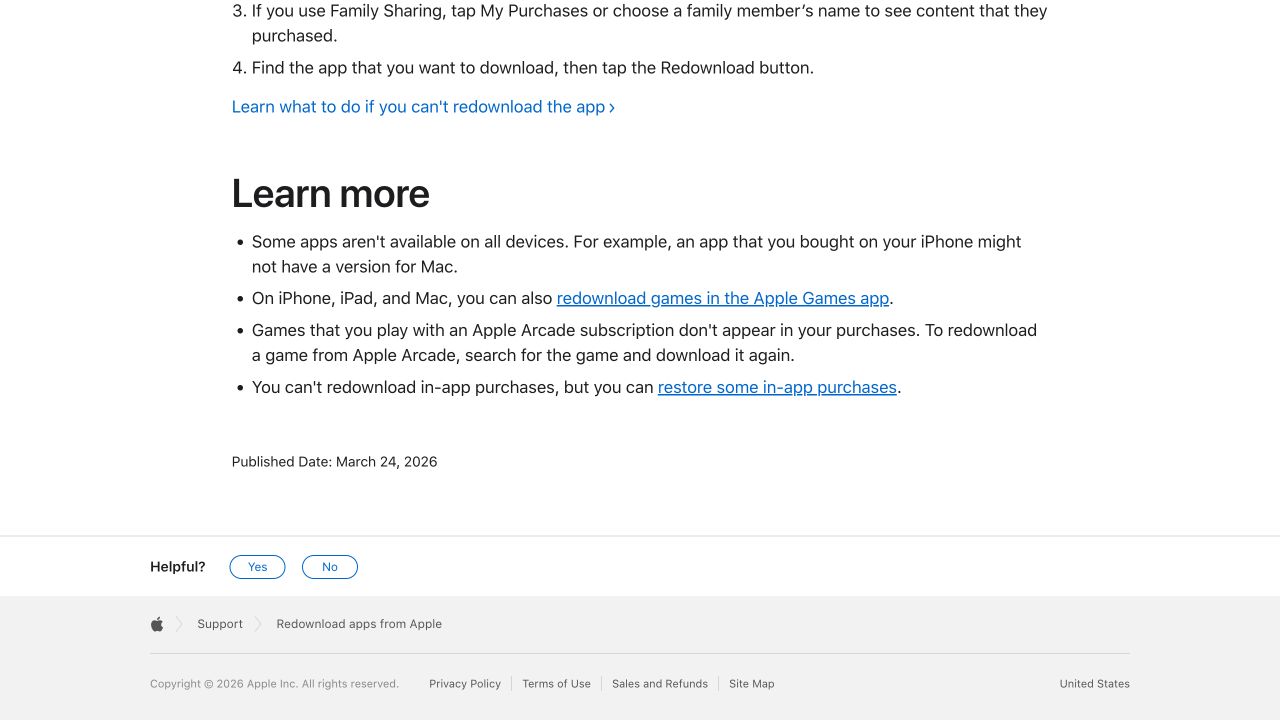 Apple 官方支持页说明部分应用并非适用于所有设备