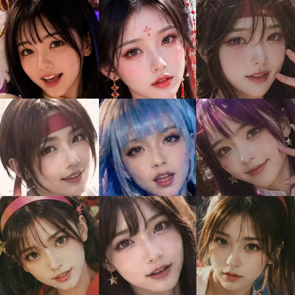 AI 美颜 九宫格 人像拼贴