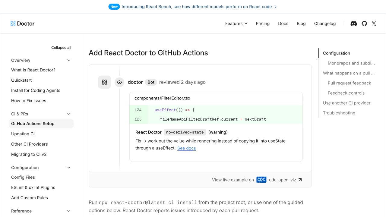 React 项目如何接入 CI 检查？react-doctor 使用方法解析