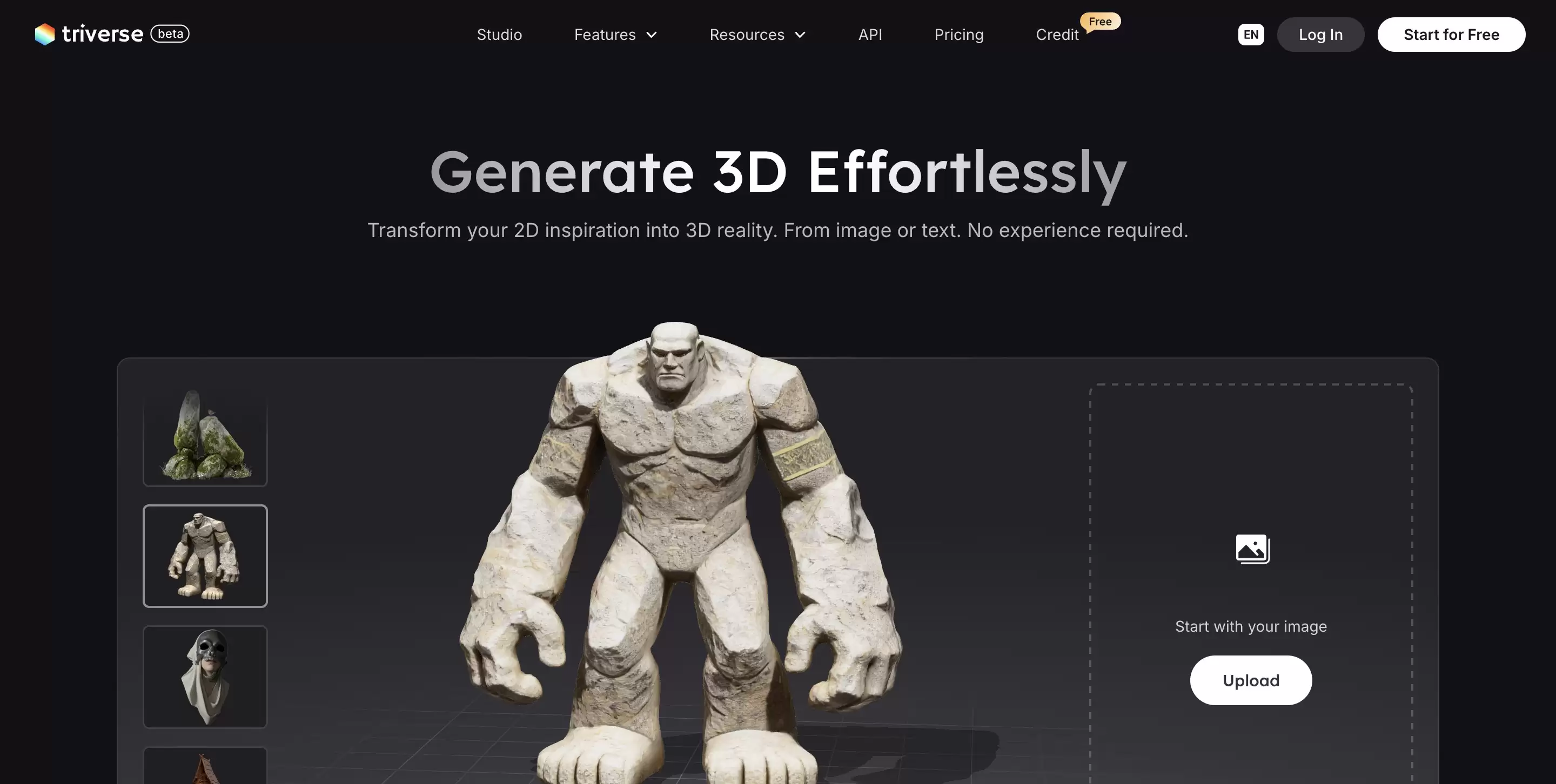 Triverse AI - AI 3D 内容生成平台: 生产高精度 3D 资产