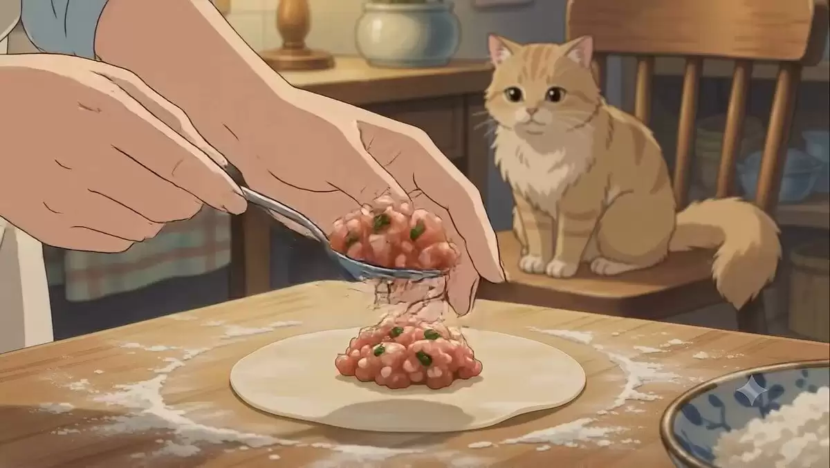 吉卜力工作室风格的饺子制作