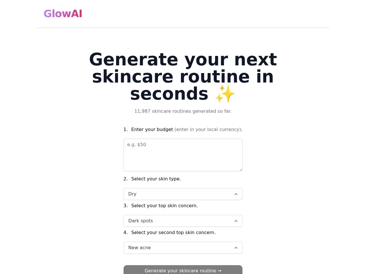 GlowAI-GlowAI是一款个性化护肤程序生成器