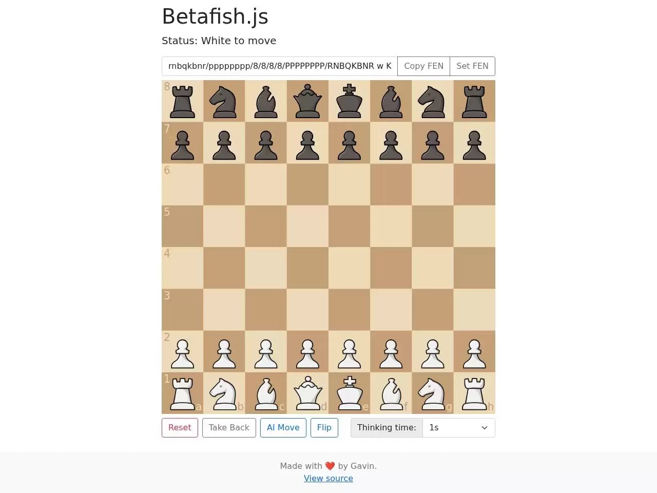 Chess AI - 这是一个Betafish.js国际象棋AI网站