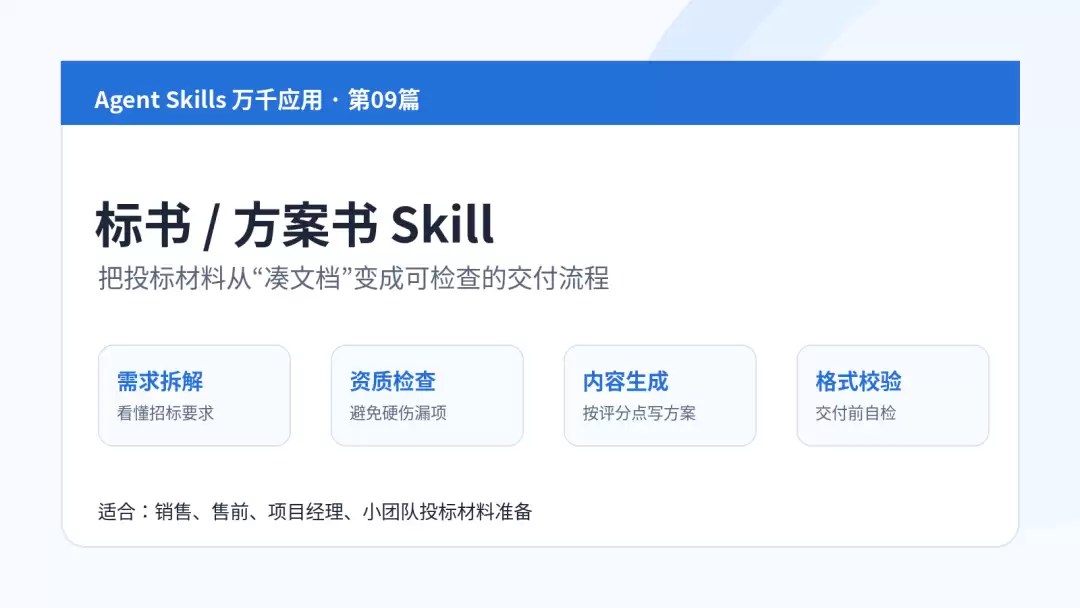 标书/方案书 Skill：助小团队快速写投标材料