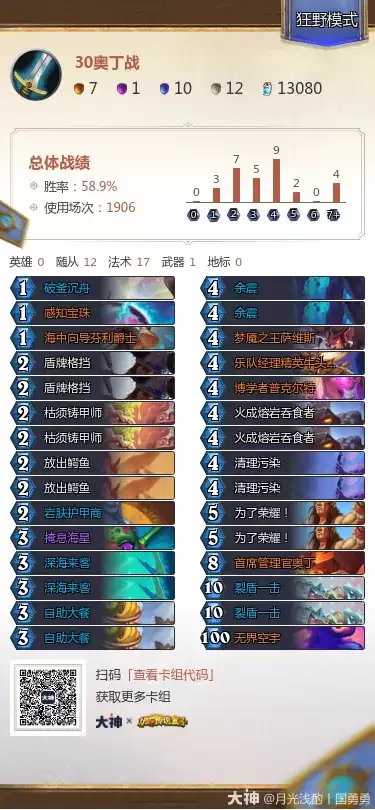 炉石传说治愈艾泽拉斯狂野模式30奥丁战卡组代码推荐
