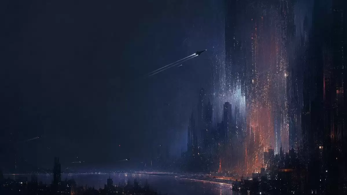 深蓝色科幻超级都市壁纸