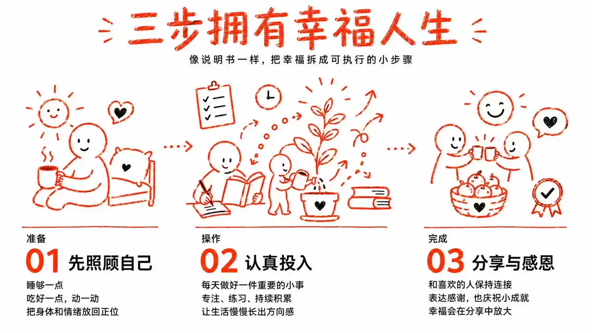 三步拥有幸福人生信息图