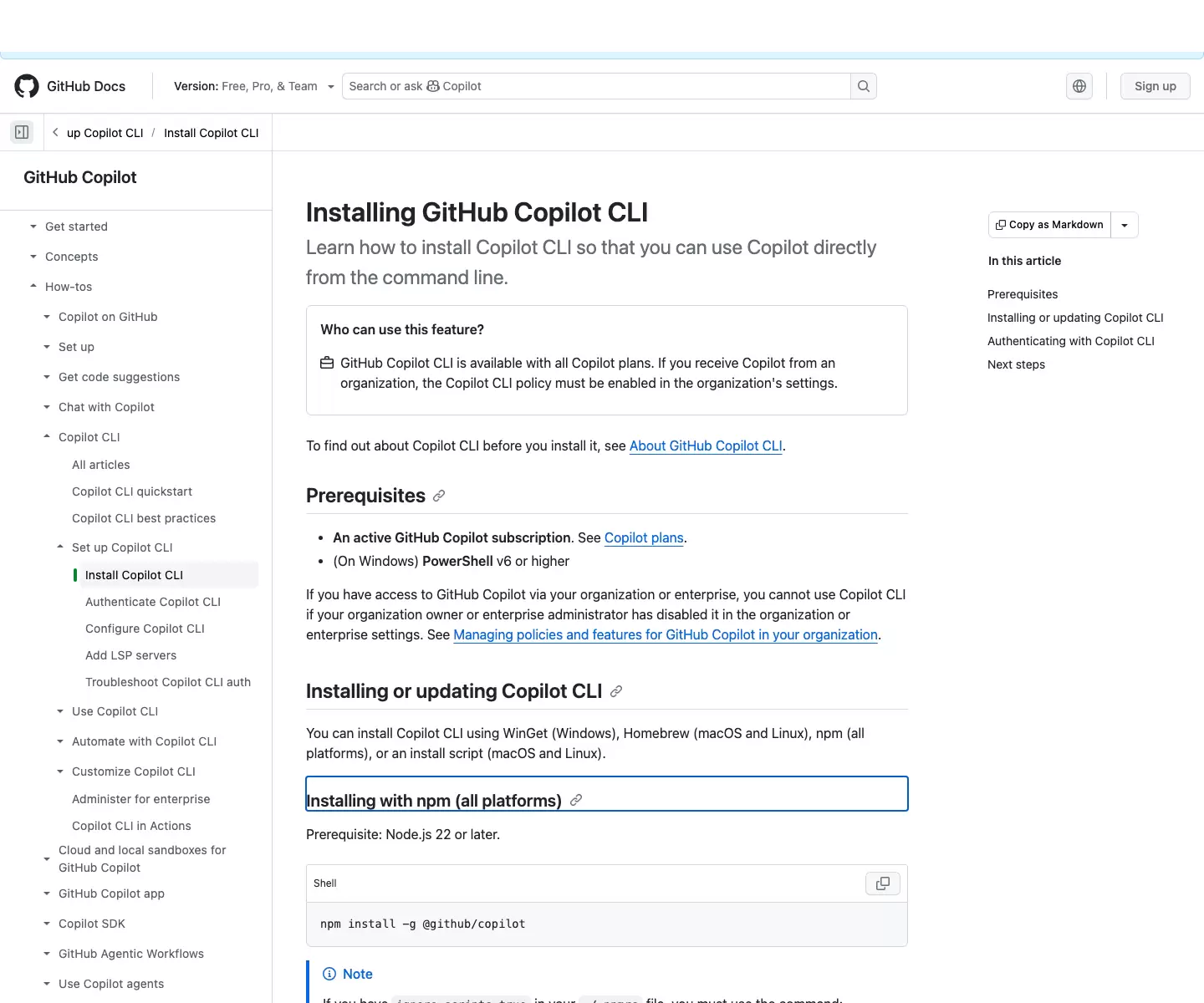 GitHub Copilot CLI 安装与登录指南