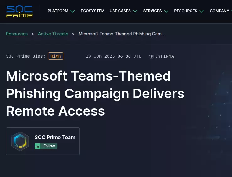Microsoft Teams 主题远程访问钓鱼攻击全链路检测和防御体系研究