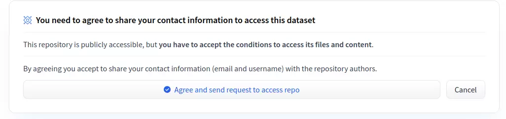 申请人端提示需要共享联系信息，并显示 Agree and send request to access repo 按钮