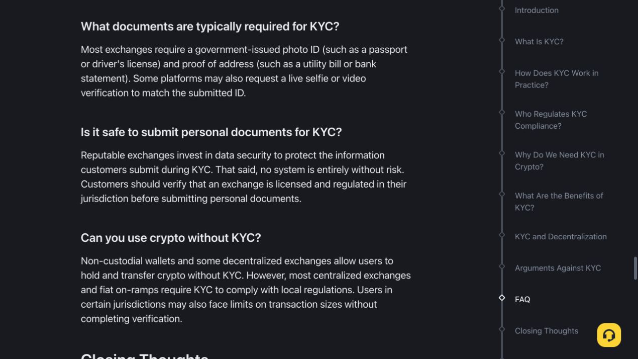 币安学院 KYC 常见材料说明,列出带照片证件、地址证明和活体核验