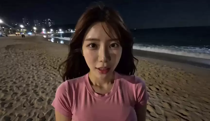 海滩 POV 手持 DV 摄像机拍摄