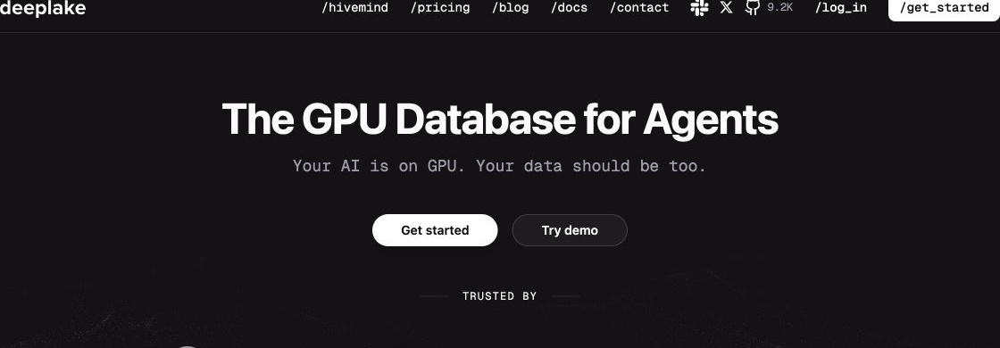Deep Lake 官网展示面向 AI Agent 的 GPU Database 定位