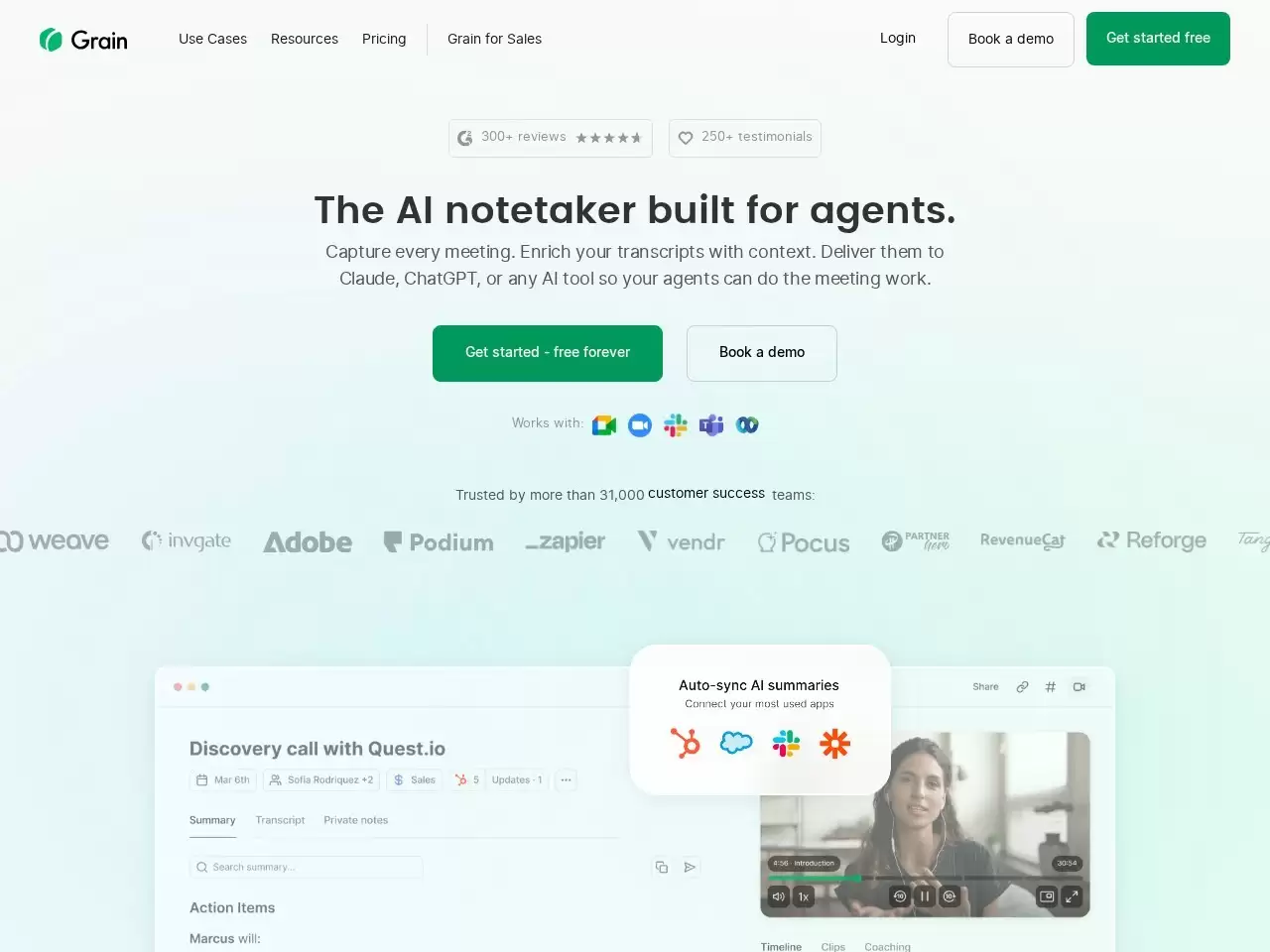 Grain AI-Grain AI 是一个为团队整理客户会议摘要的工具