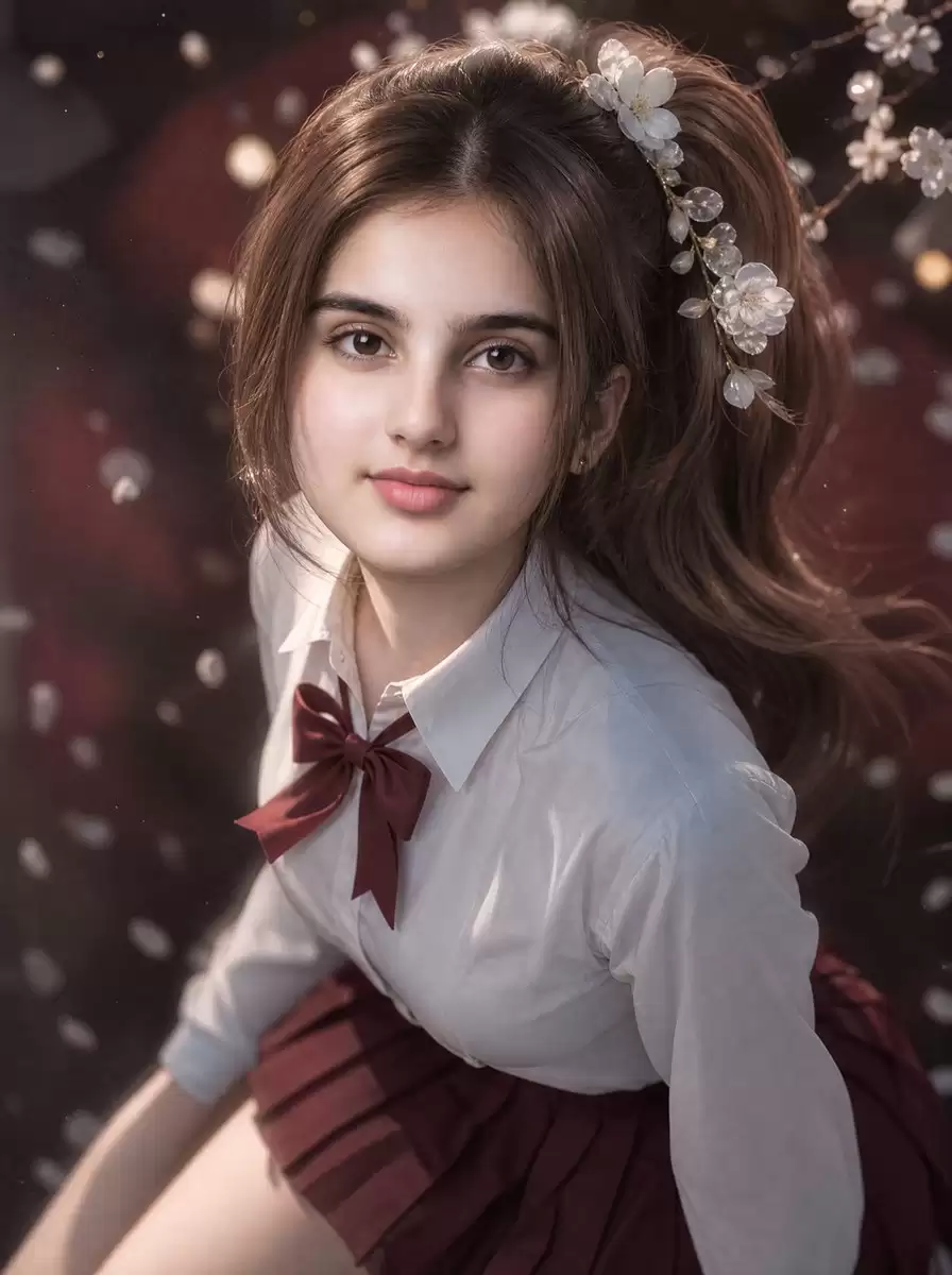 3D 国漫风樱花校服少女肖像