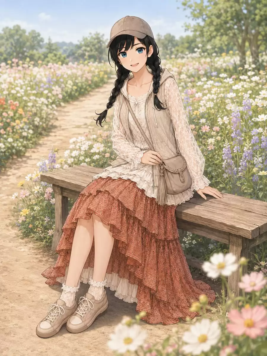 动漫少女的蕾丝花园装扮