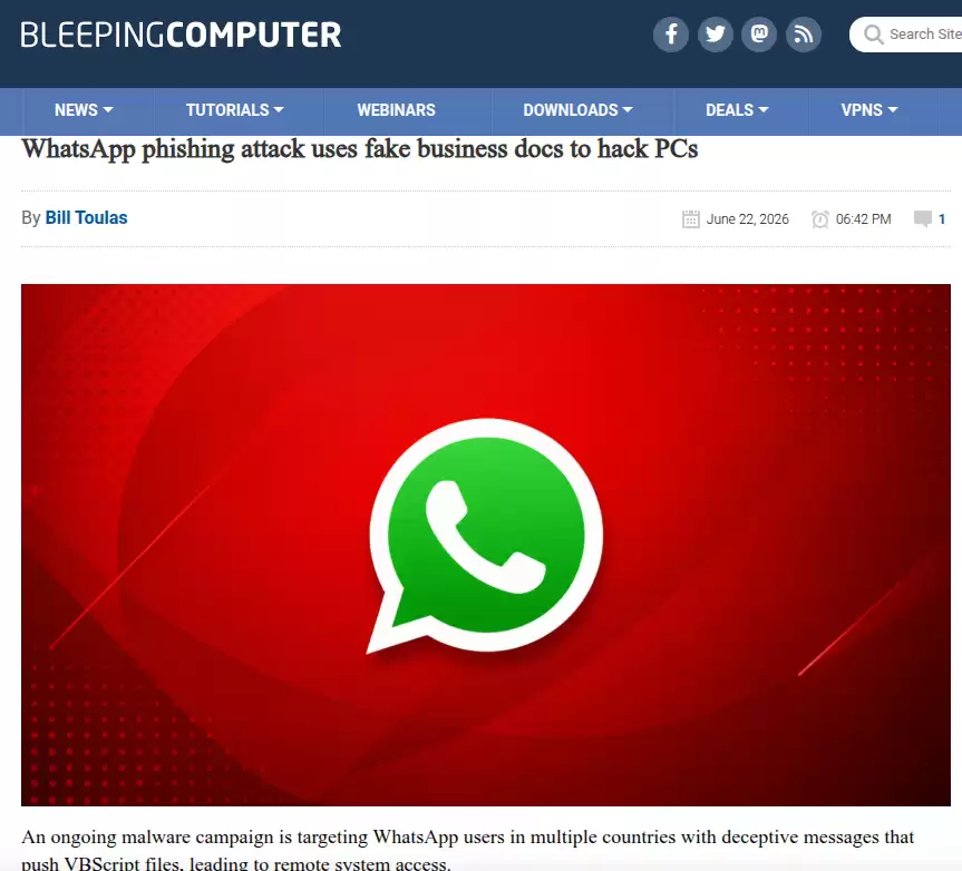 WhatsApp 商务文档伪装钓鱼攻击技术机理及全域防御体系研究