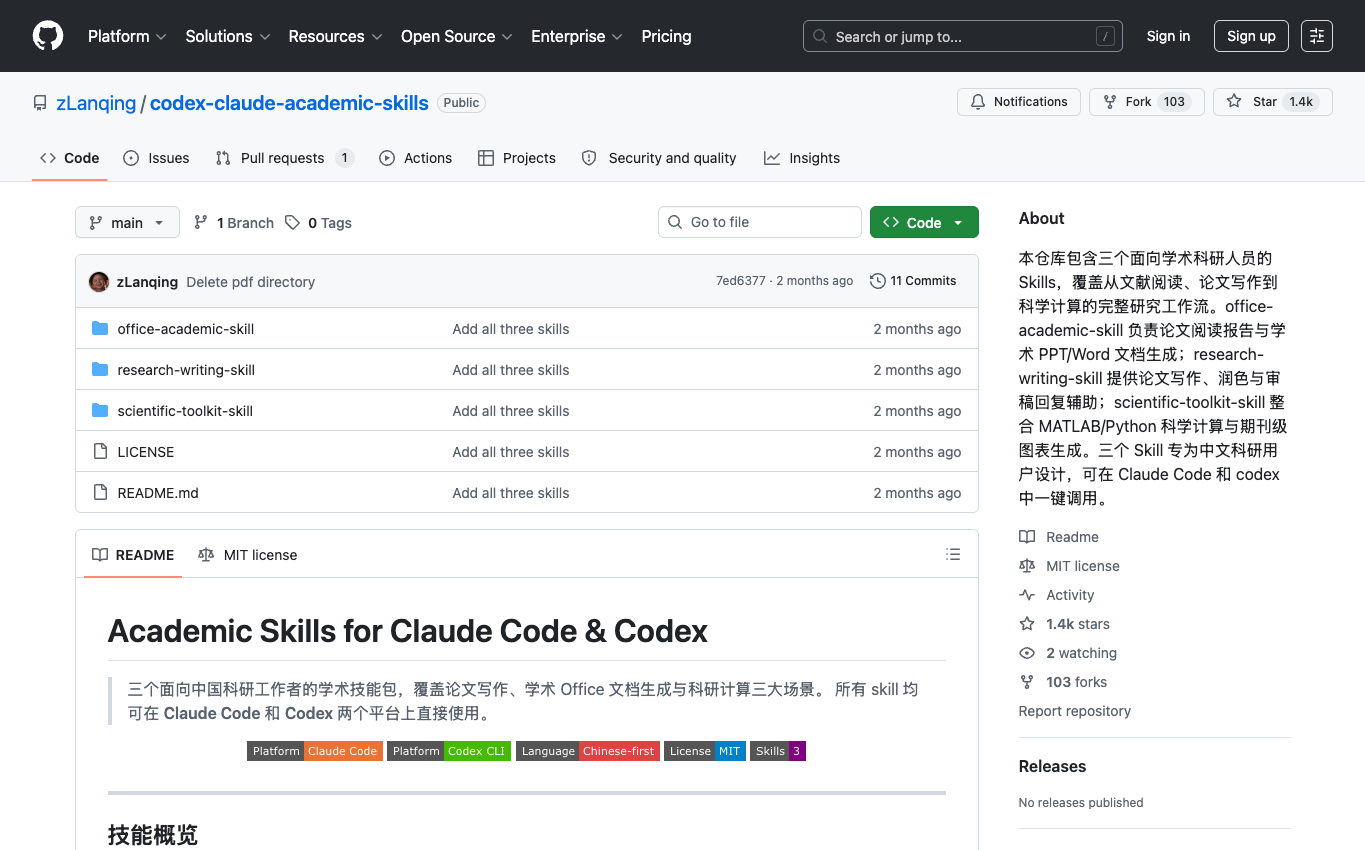 codex-claude-academic-skills 是什么？中文科研 AI 技能包使用说明