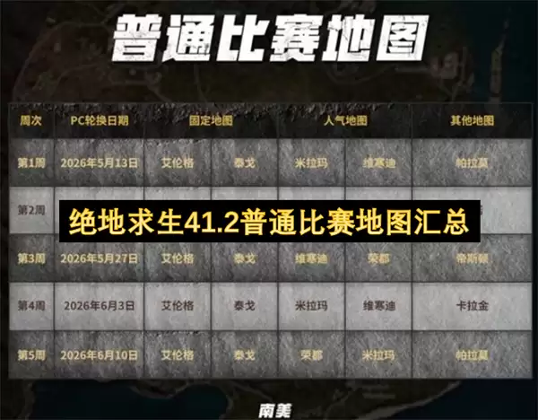 绝地求生41.2普通比赛地图一览