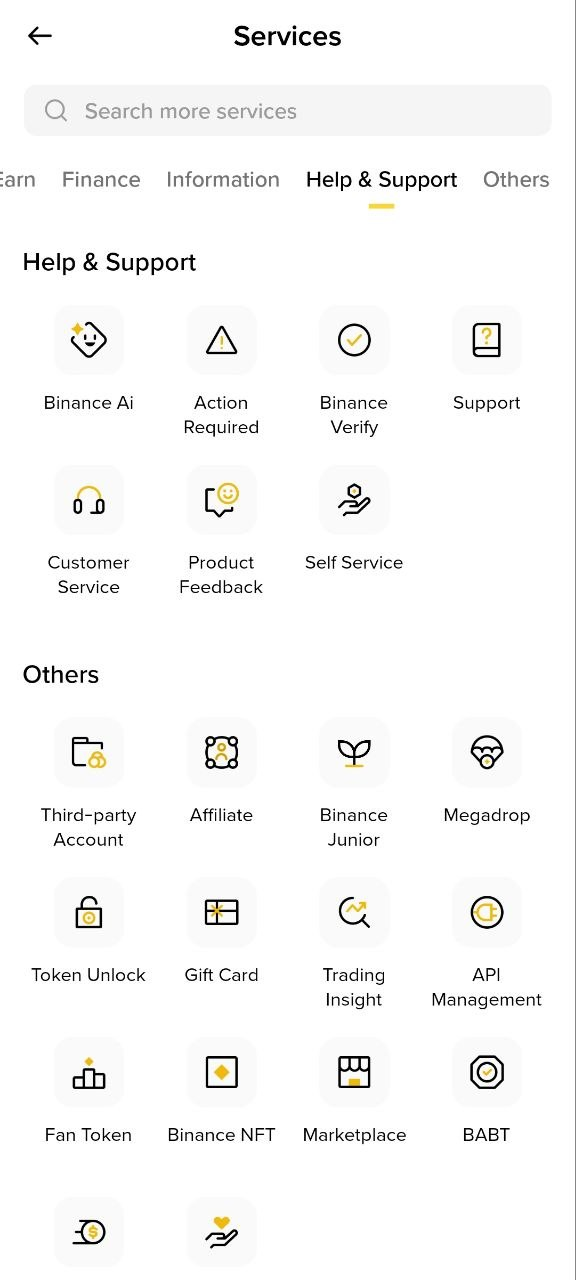 币安App个人中心和帮助入口中可以进入Binance Ai功能