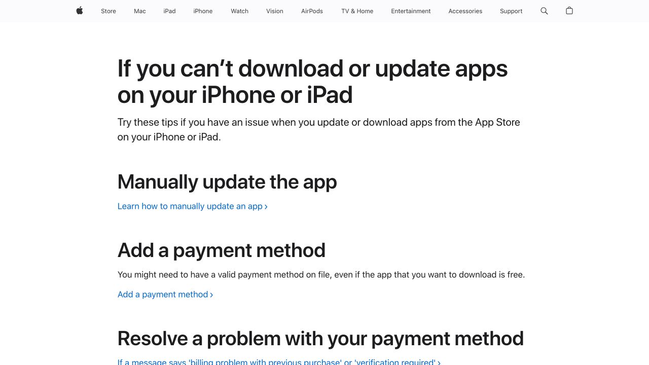 Apple 下载和更新帮助页面