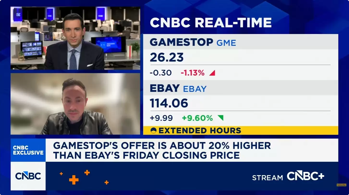 GameStop首席执行官Ryan Cohen就560亿美元收购eBay一事接受离奇采访，仍未说明资金具体来源