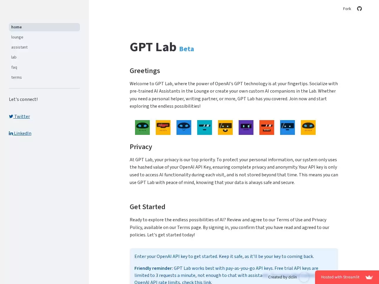 GPT Lab-GPT Lab是一个使用OpenAI API与AI助手聊天的网站
