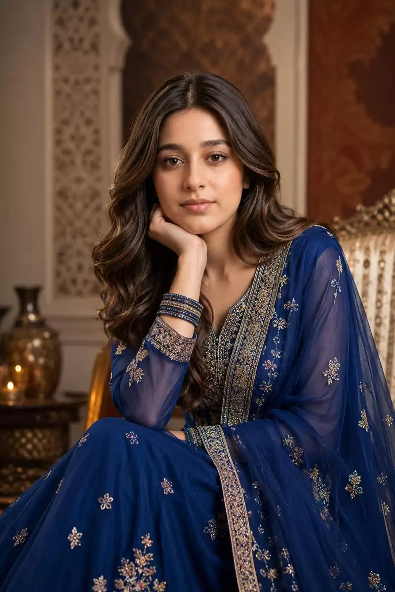皇家蓝 Anarkali 人像