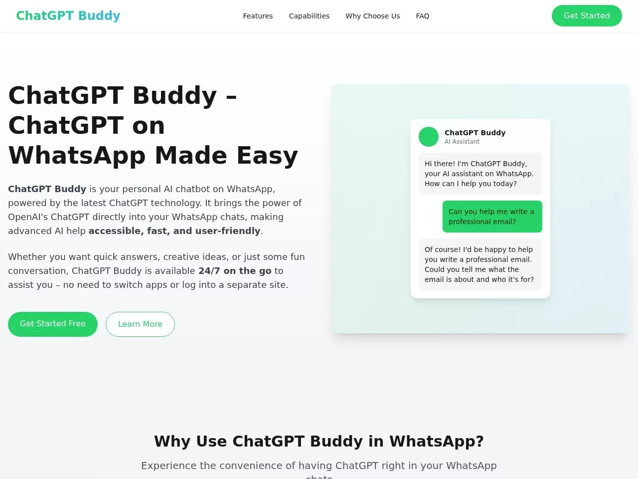 ChatGPT Buddy-ChatGPT Buddy是一个能够通过WhatsApp帮助用户完成各种任务的个人AI助手