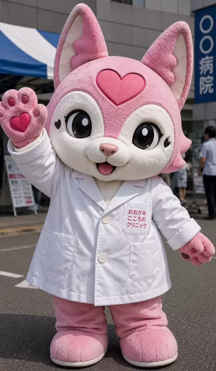 粉色小狼诊所吉祥物照片