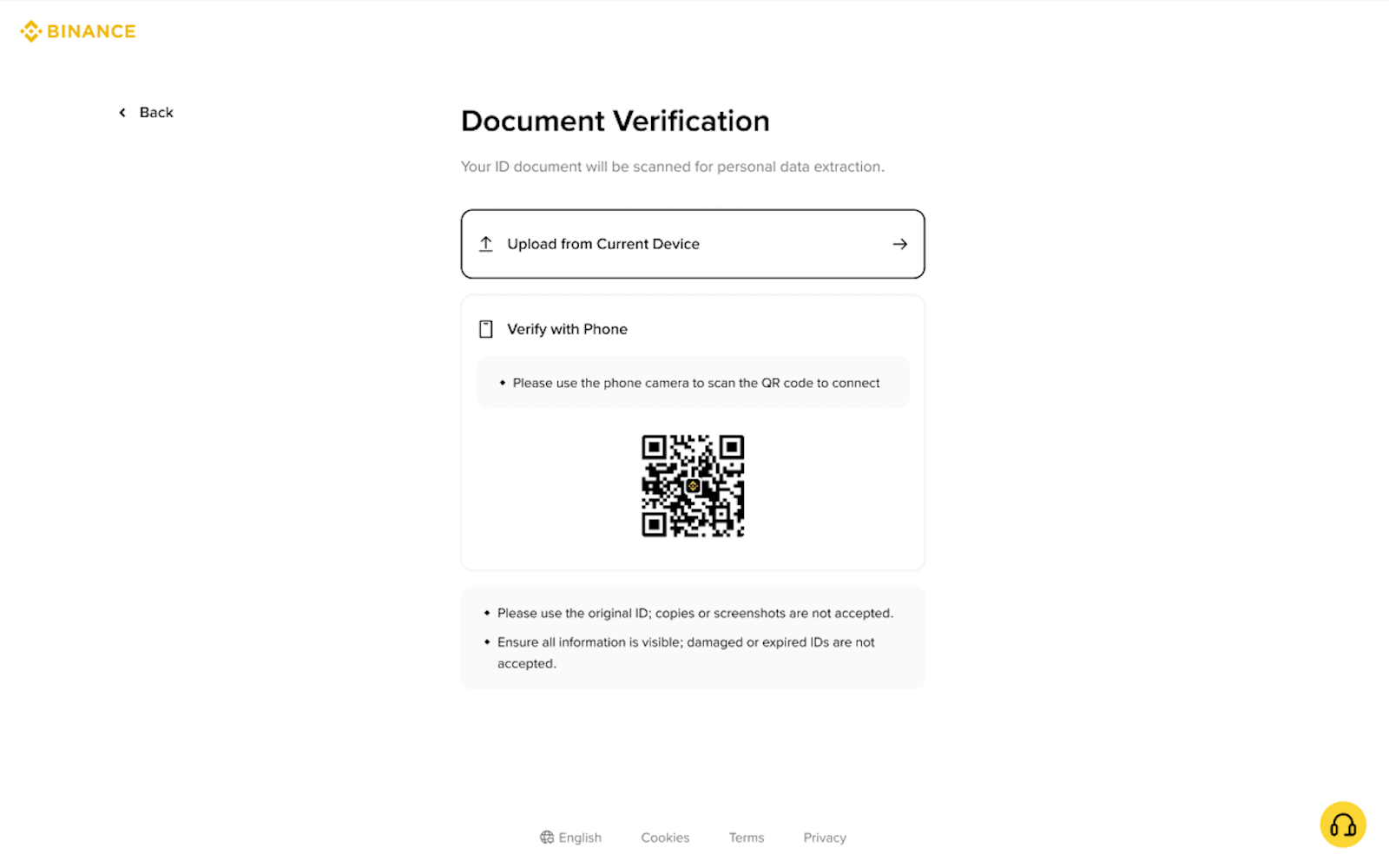 Binance KYC 居住地和证件签发地选择